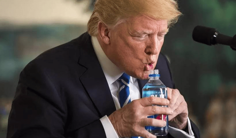 Donal Trum Drinking Water